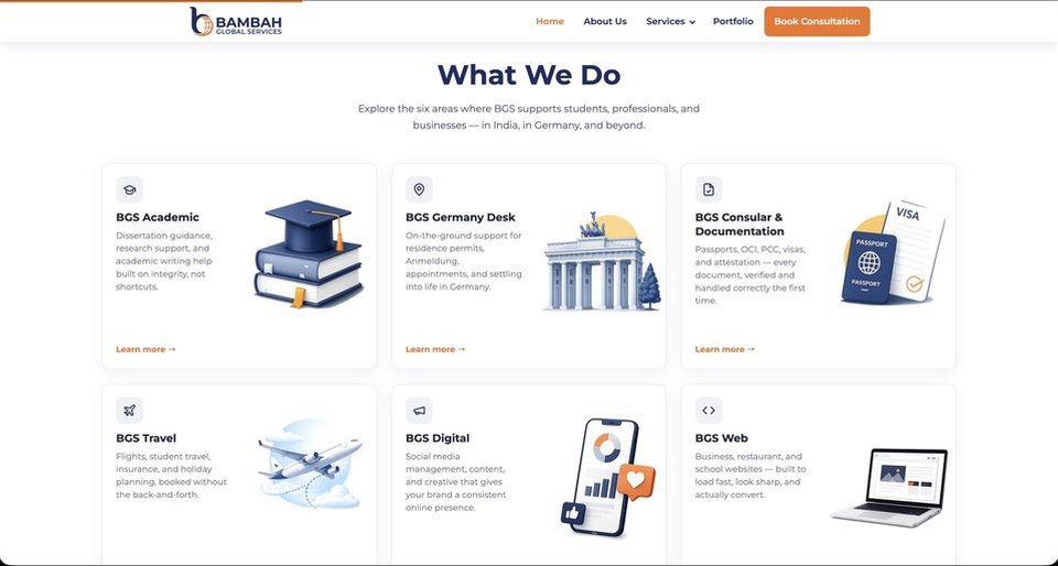 Bambah Global Services — What We Do service grid