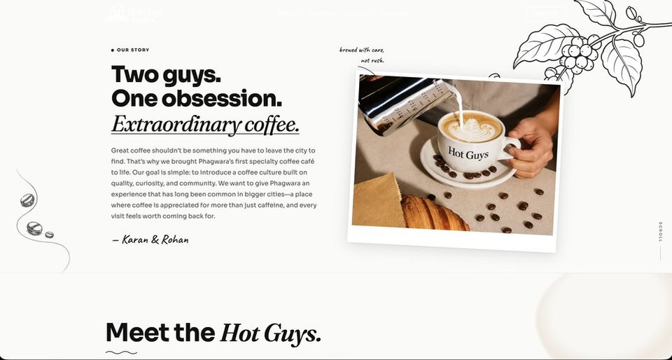Hot Guys Coffee — Our Story section